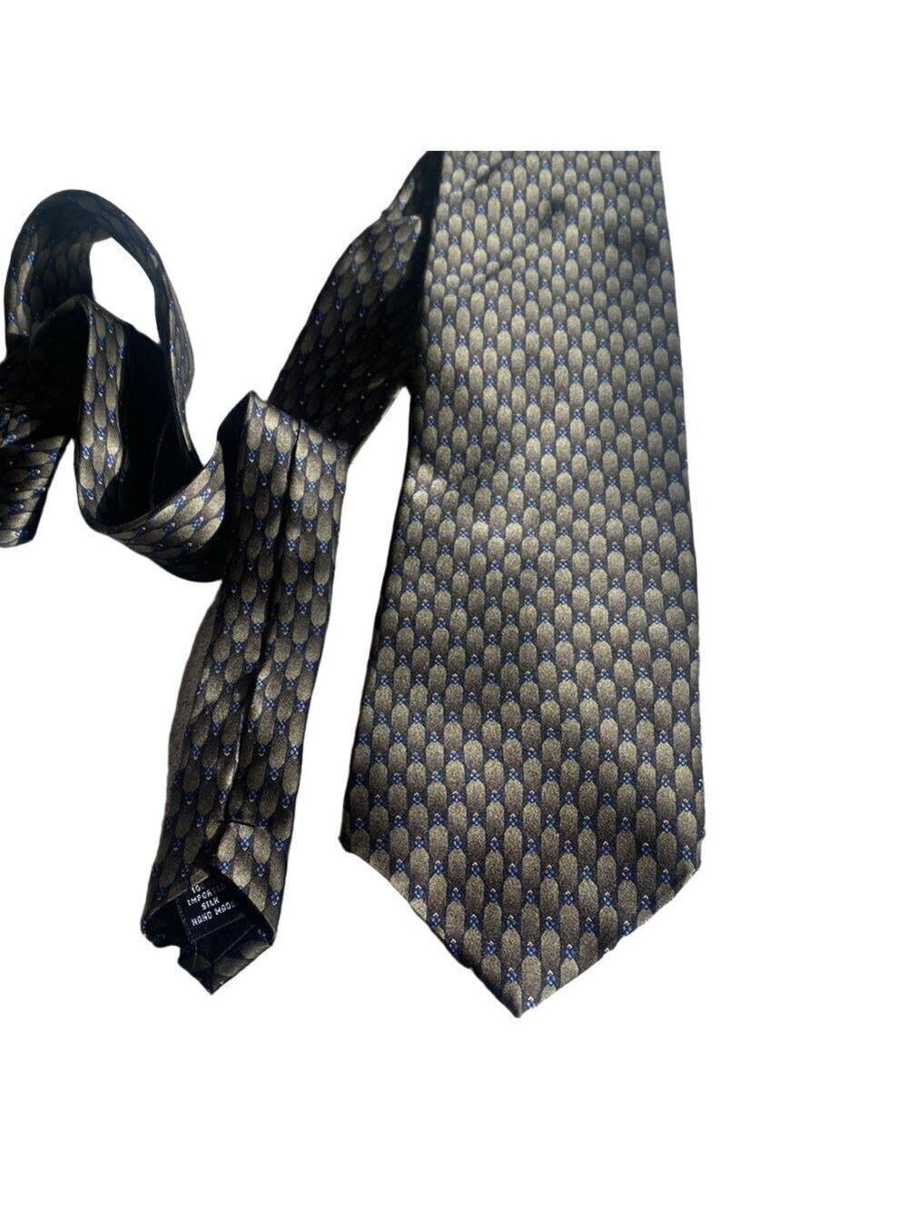 Ziggurat by Mulberry Neckwear Gold and Blue Silk Tie –